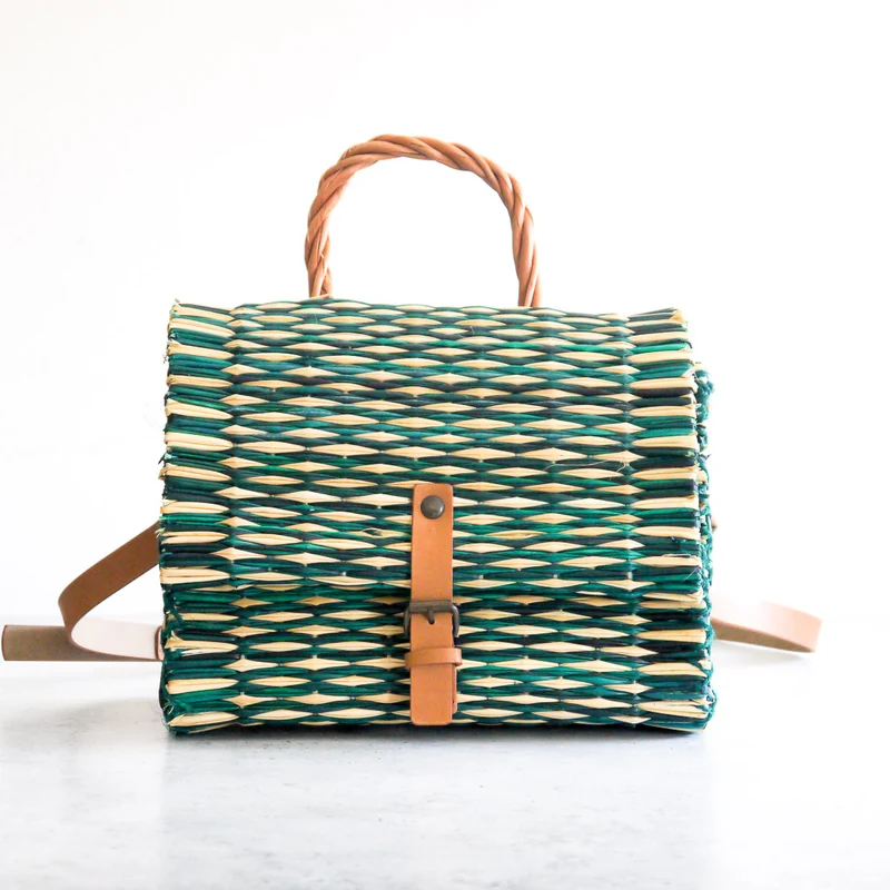 Cesta portuguesa tradicional con asa - Verde pequeña