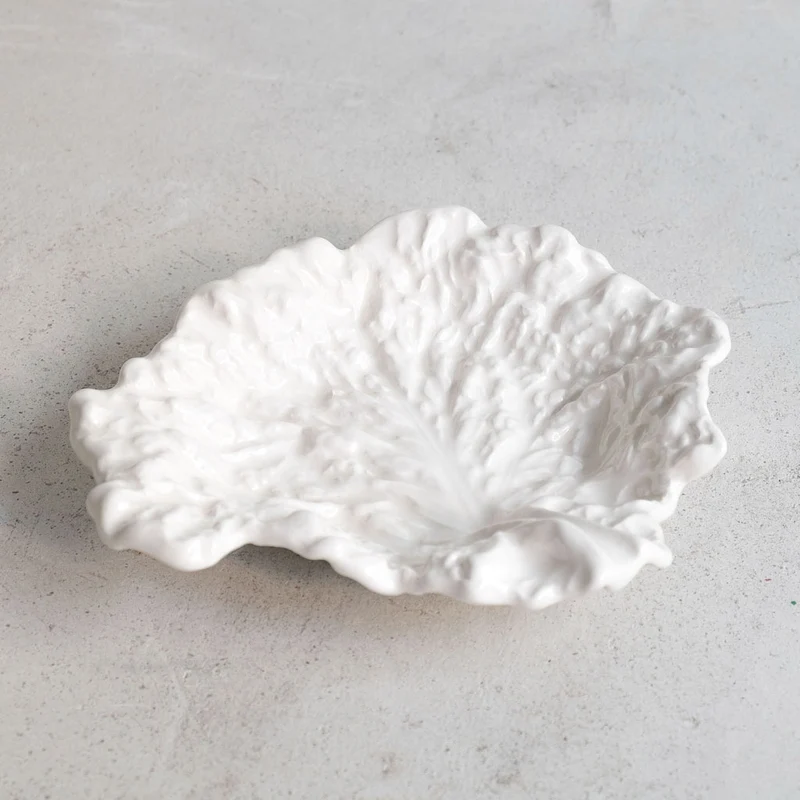 Juego de 2 Platos Hoja de Lechuga - Blanco