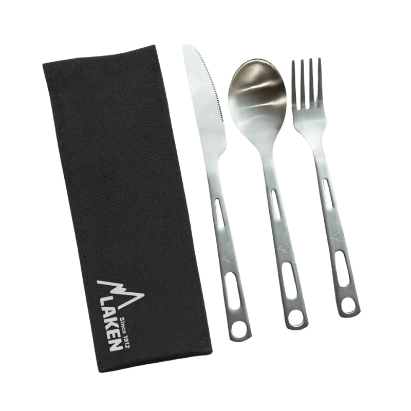 Set de Cubiertos de Acero Inoxidable con Funda de Lona y Velcro