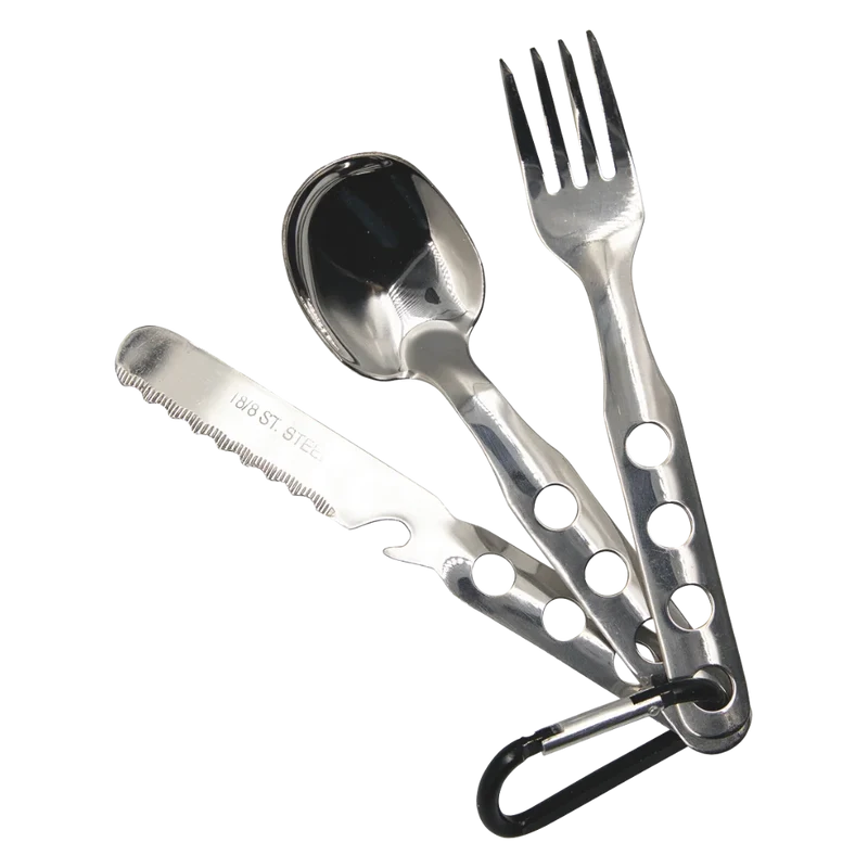 Set de Cubiertos de Acero Inoxidable con Mosquetón