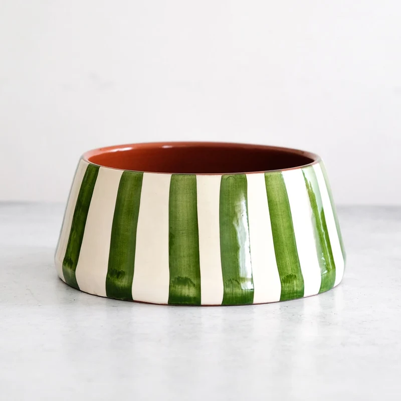 Cuenco grande a rayas, verde, Ø 23 cm