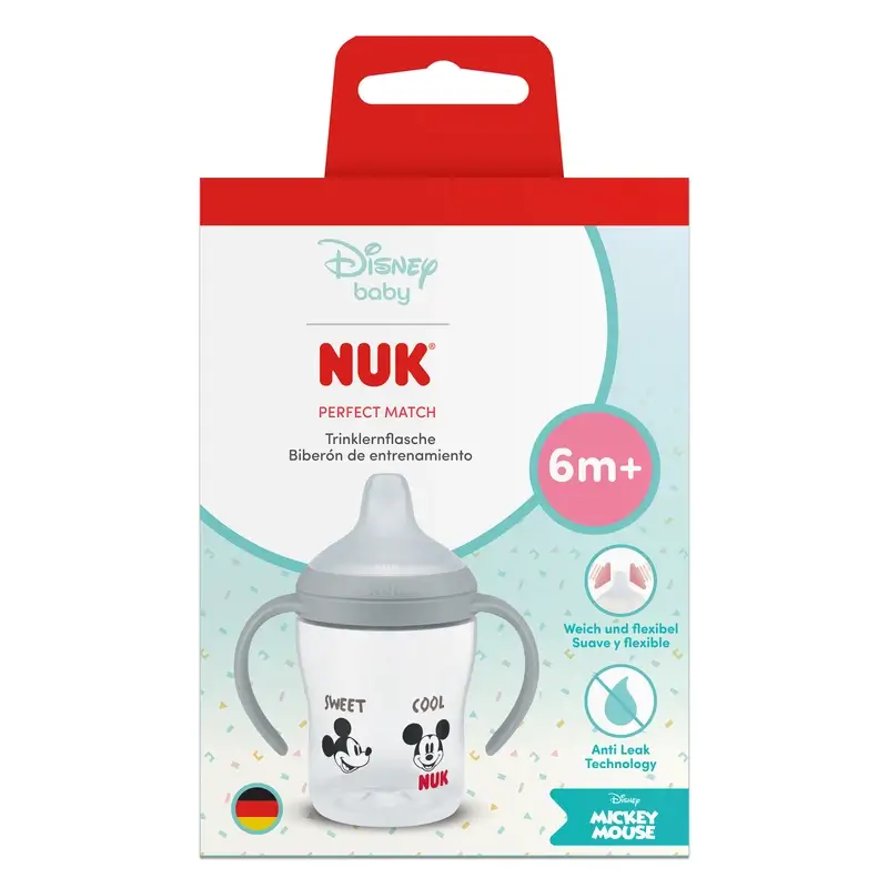 NUK Perfect Match Biberón Aprendizaje 150 ml 6m+ Mickey Mouse Gris