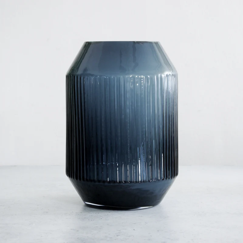 Jarrón grande de cristal azul