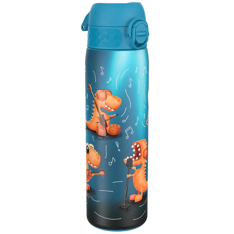 Leak Proof Slim Thermal Water Bottle, Insulated Steel, Dinosaur Band, 500ml (17oz)