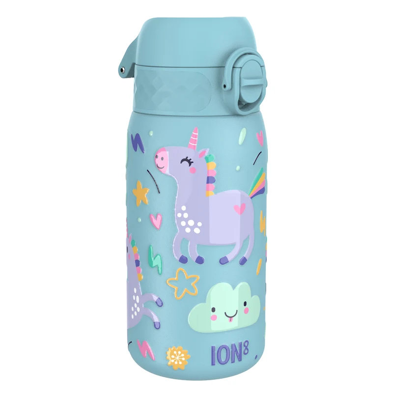 Leak Proof Thermal Steel Water Bottle, Insulated, Blue Unicorns, 320ml (11oz)