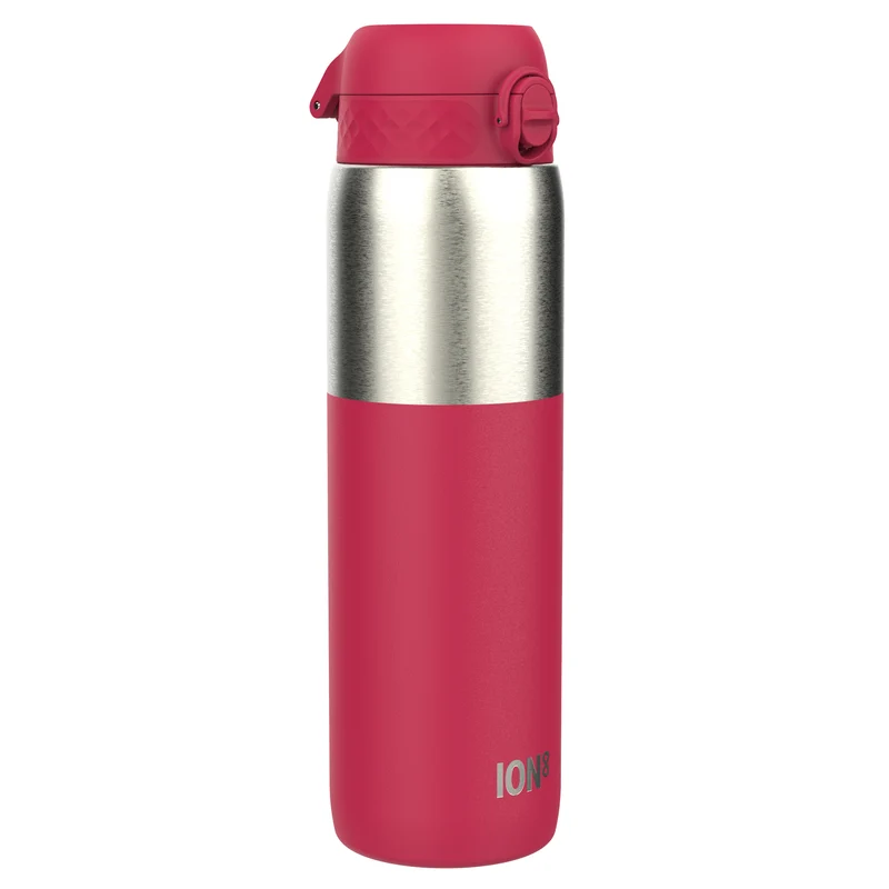 Leak Proof 1 Litre Thermal Water Bottle, Insulated, Half-Cut, Magenta, 1L