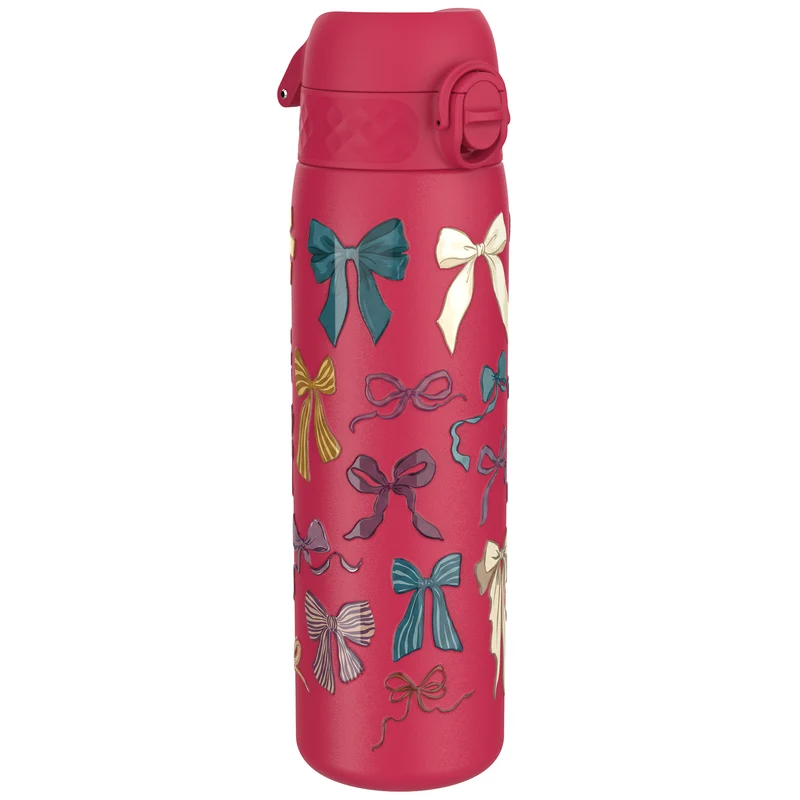 Leak Proof Slim Water Bottle, Stainless Steel, Bows, 600ml (20oz)