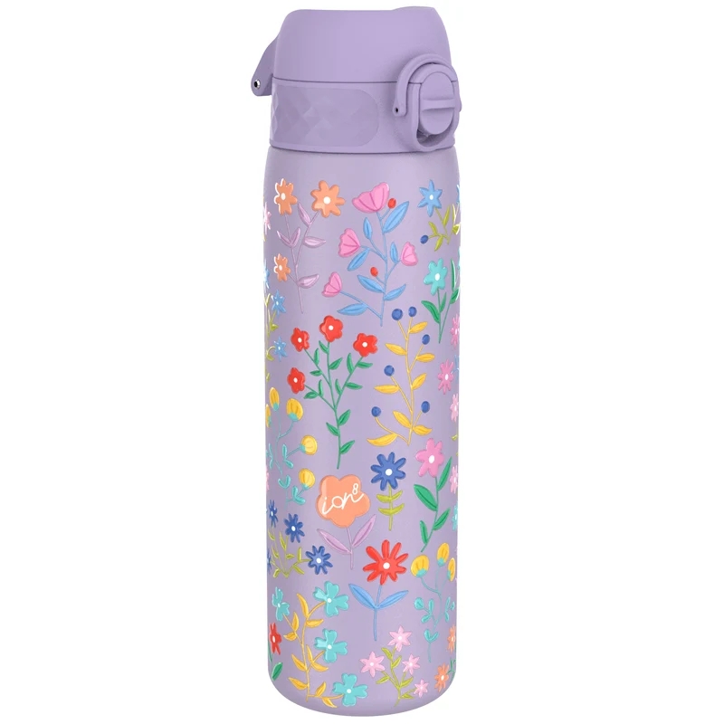 Leak Proof Slim Water Bottle, Stainless Steel, Delicate Floral, 600ml (20oz)