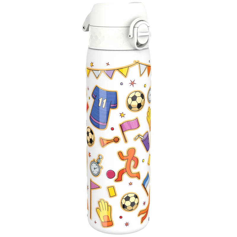 Leak Proof Slim Water Bottle, Stainless Steel, Football, 600ml (20oz)