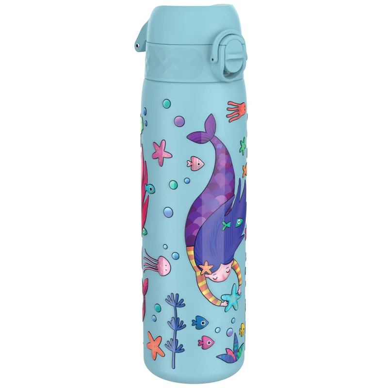 Leak Proof Slim Water Bottle, Stainless Steel, Mermaids, 600ml (20oz)