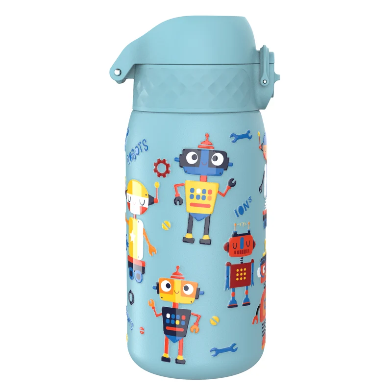 Leak Proof Water Bottle, Stainless Steel, Robots, 400ml (13oz)