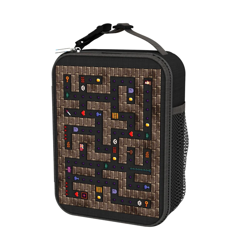 Kids Lunch Bag, Insulated, Gamer Mines, Medium