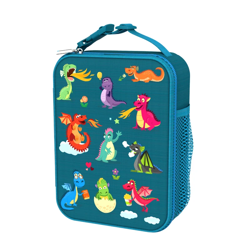 Kids Lunch Bag, Insulated, Dragons, Medium