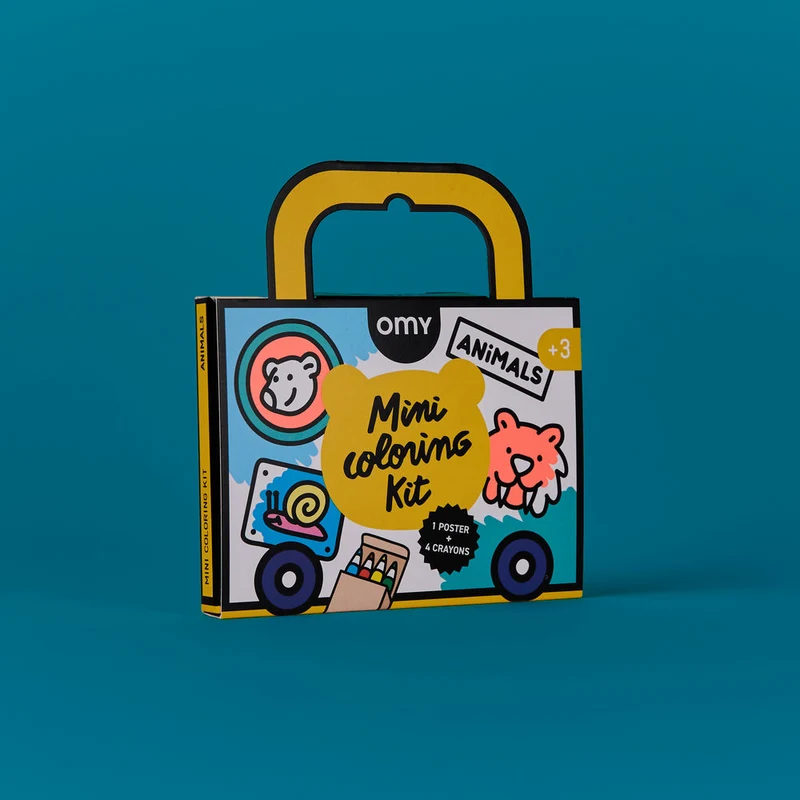 Mini Pocket Animales para colorear + 4 lápices · OMY
