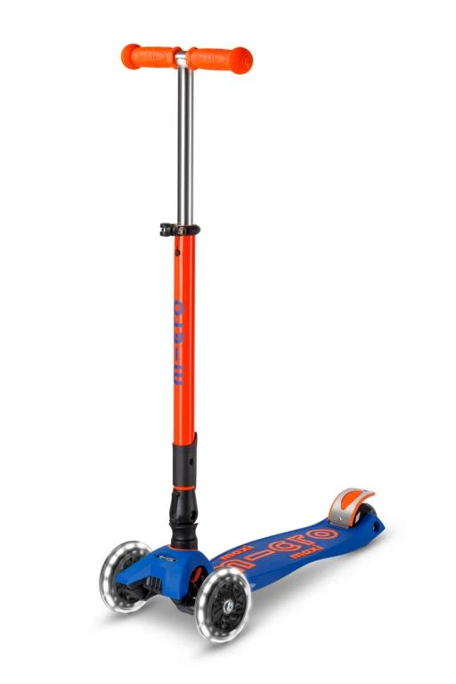 Patinete Maxi Deluxe Plegable Neón LED · Azul/Naranja