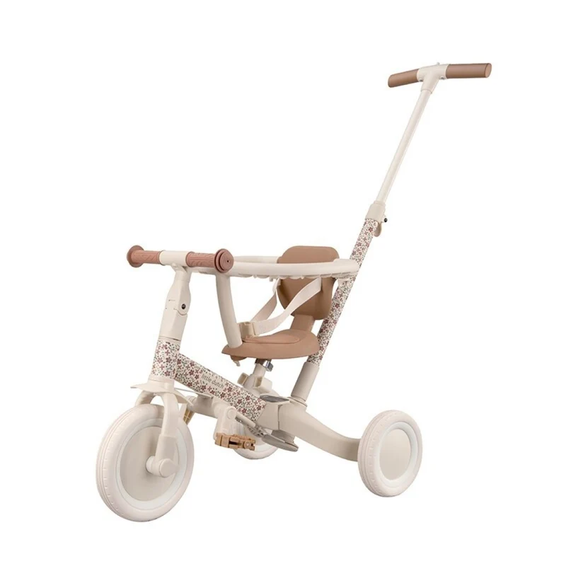 Triciclo con barra Blanco Flores · Little Dutch