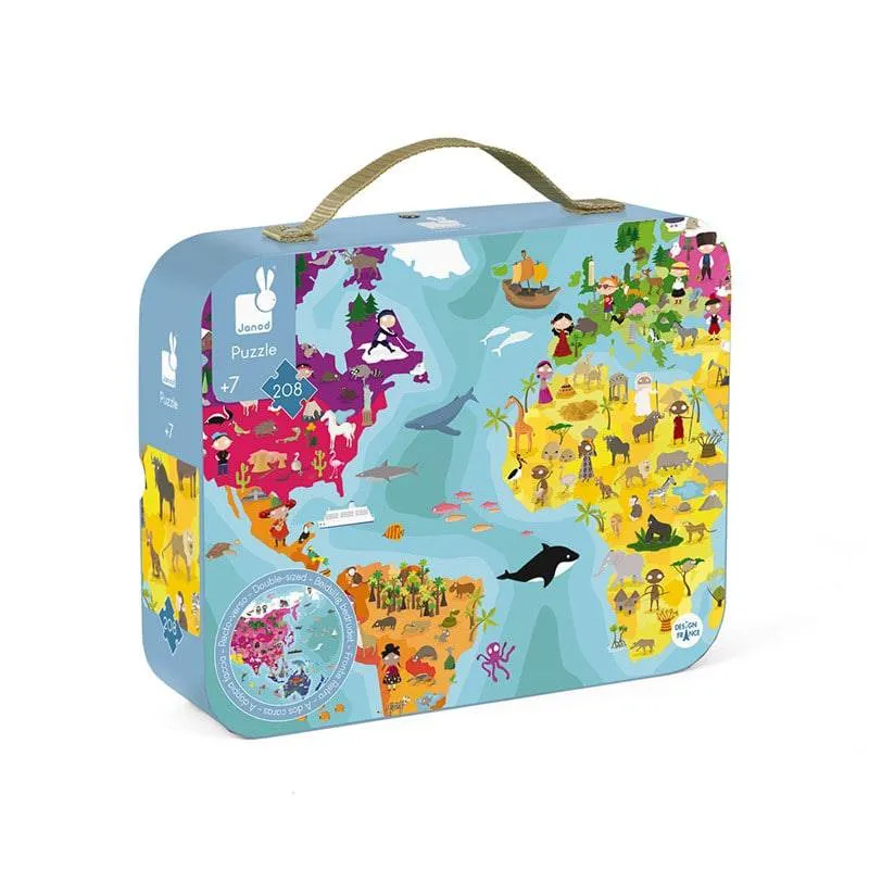 Puzzle ilustrado a dos caras "Planeta Azul" · Janod