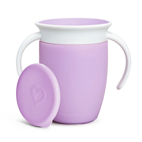 Vaso Antiderrame con Asa y Tapa - Miracle 360º Lila · Munchkin
