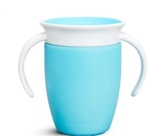 Vaso Antiderrame con Asa Miracle 360º Azul pastel · Munchkin