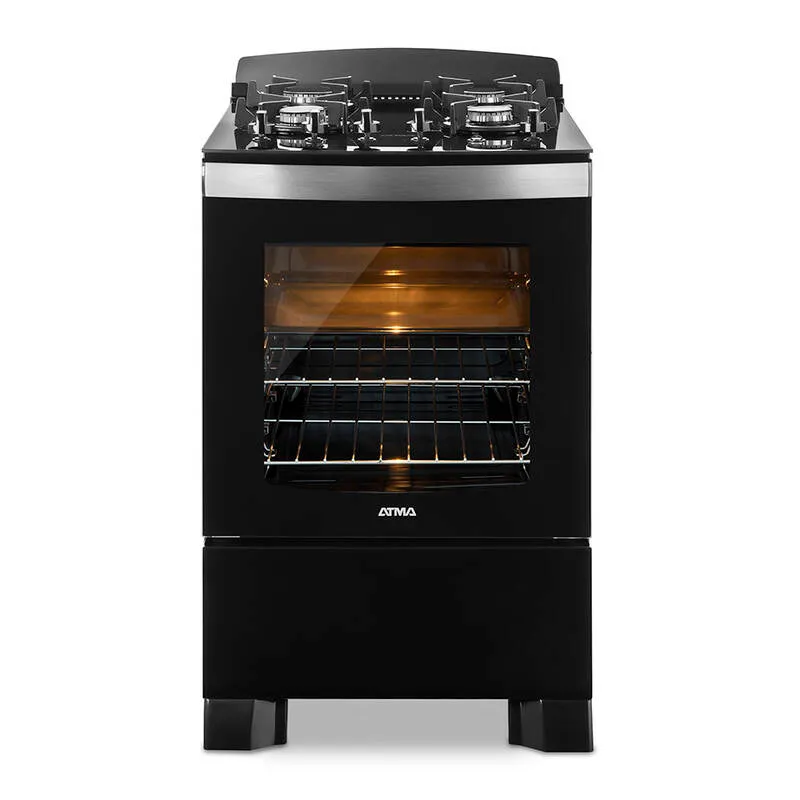 Cocina Atma Multigas 56cm Vidrio Templado Negra