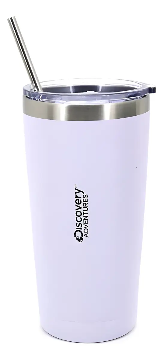Vaso Discovery c/bombilla 600ml Blanco 14013