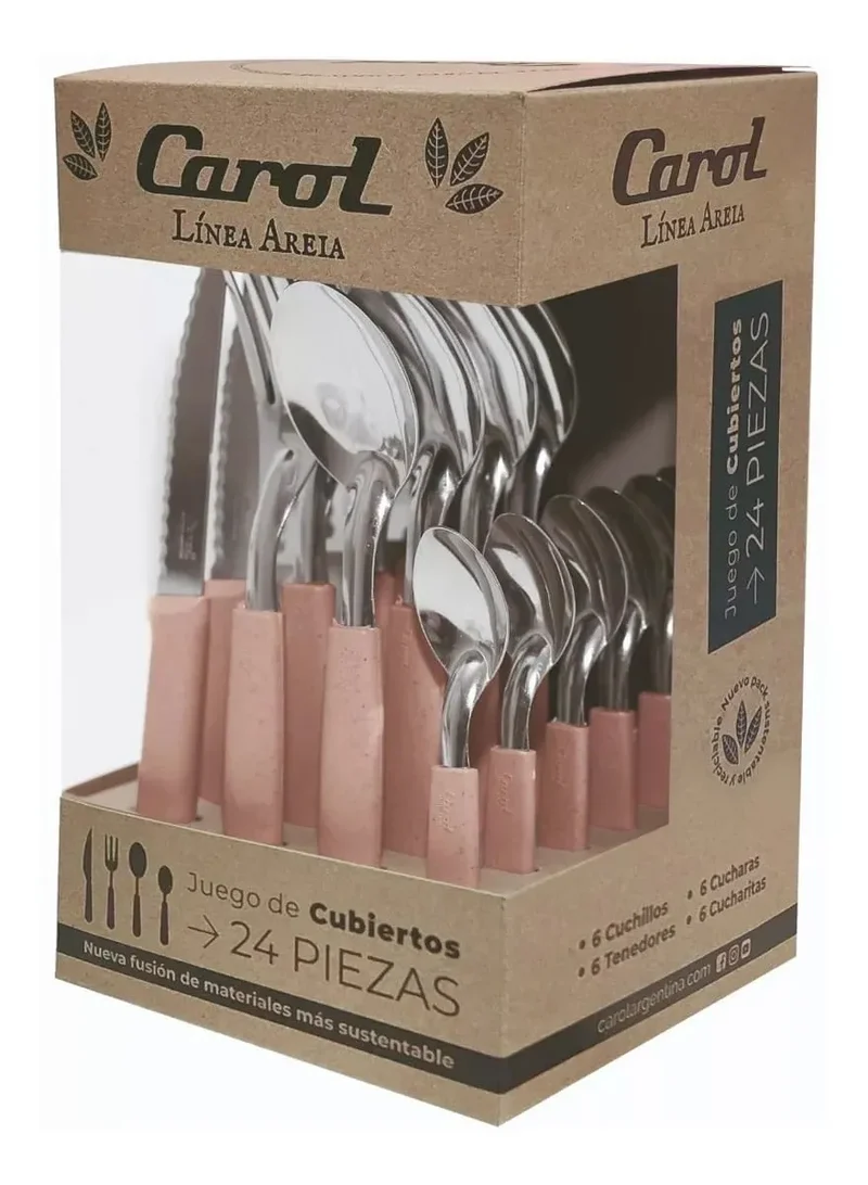 Juego de cubiertos Carol x 24u. linea Areia art 31124 ROSA