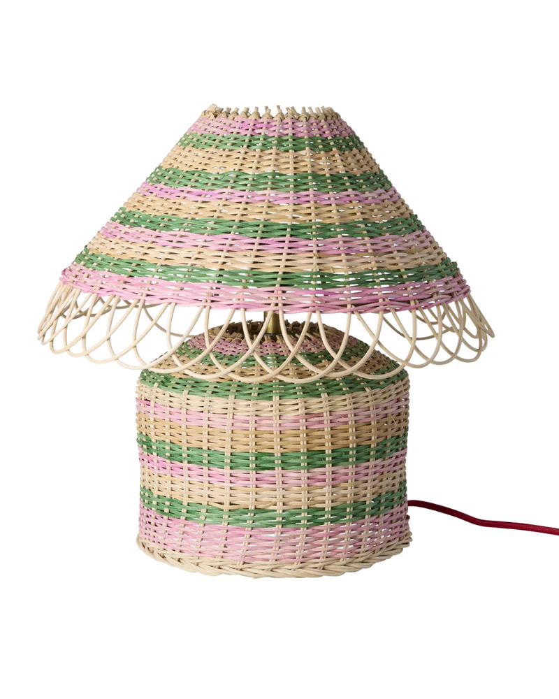 Lav Natur Rattan Bordlampe - Pink