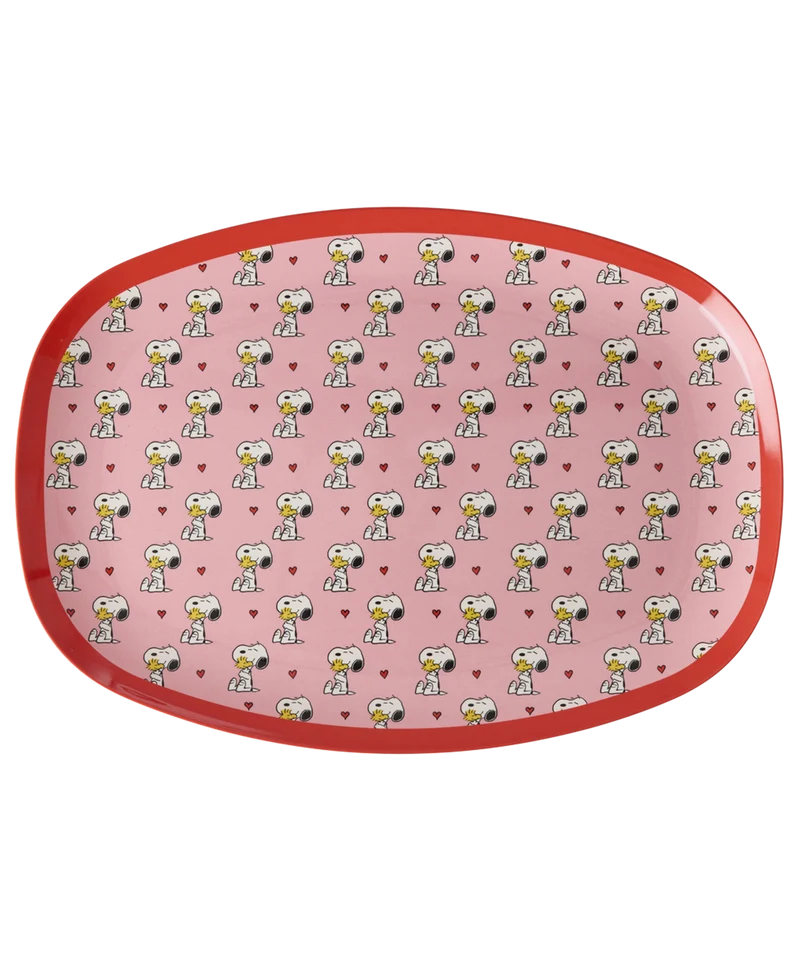 Stor Rektangulær Middagstallerken - Pink - Snoopy Print