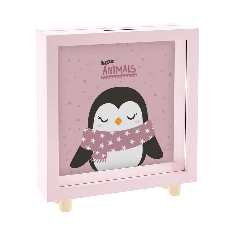Hucha de madera - Penguin