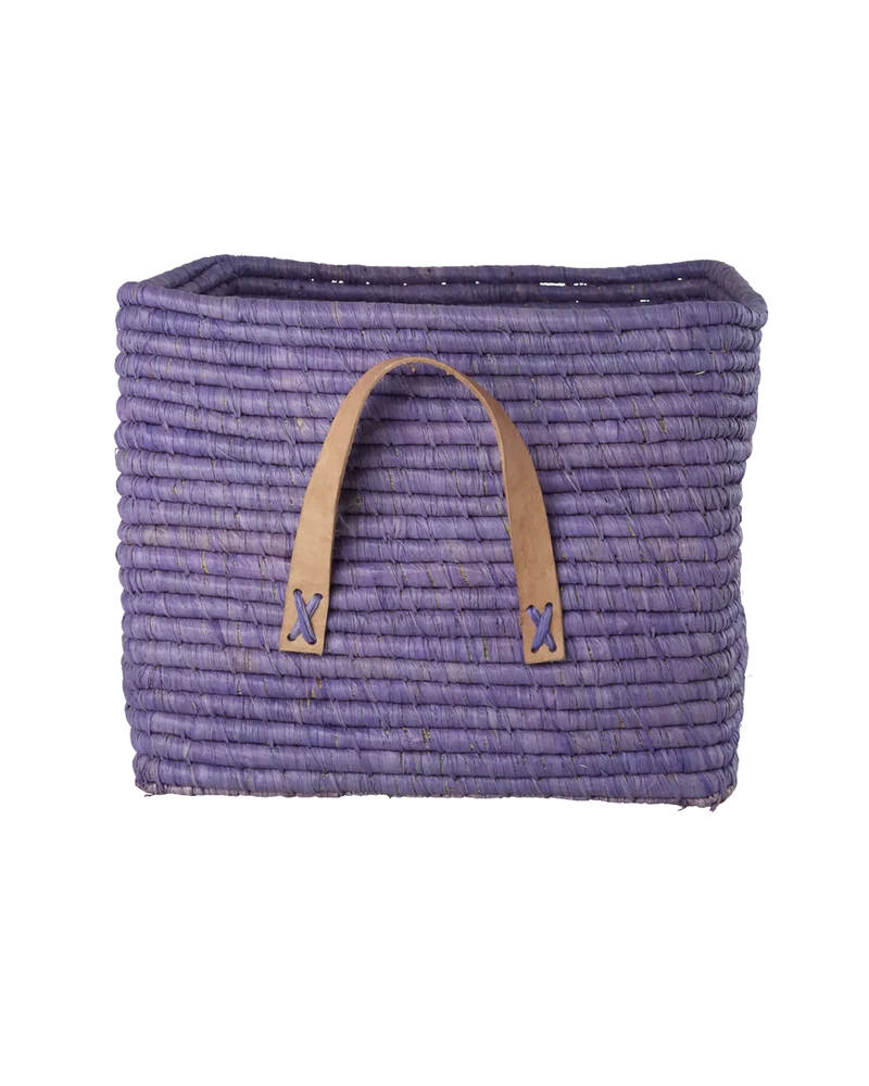 Firkantet Raffia Kurv - Mørk Lavendel