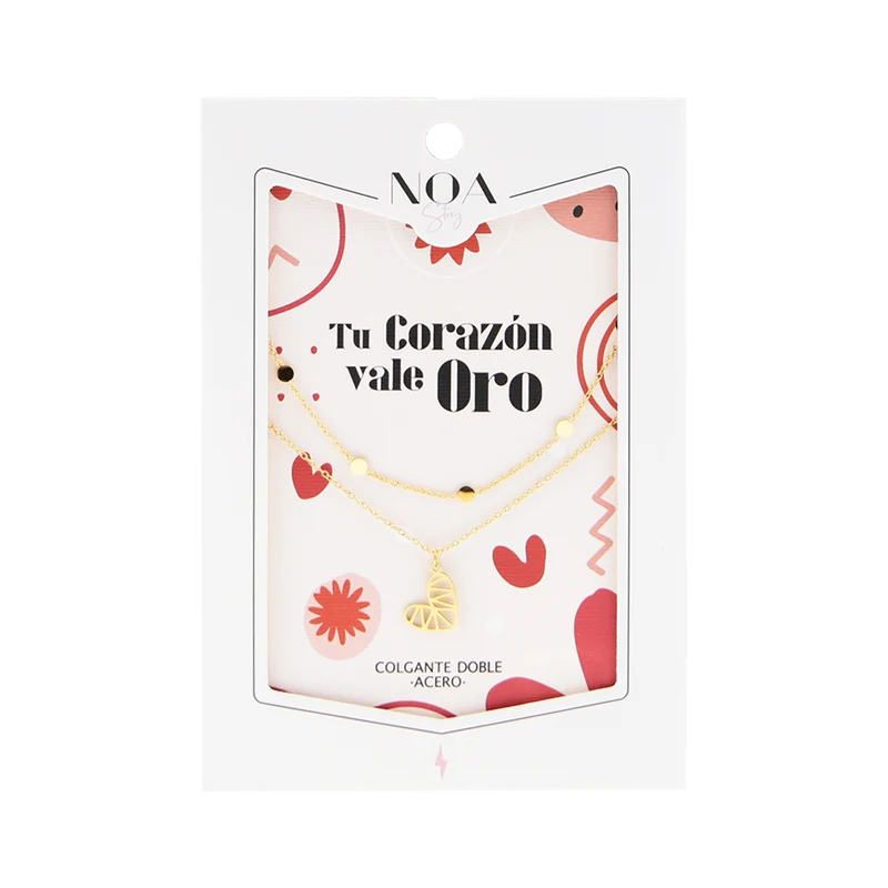 Colgante doble de acero dorado - Tu corazón vale oro