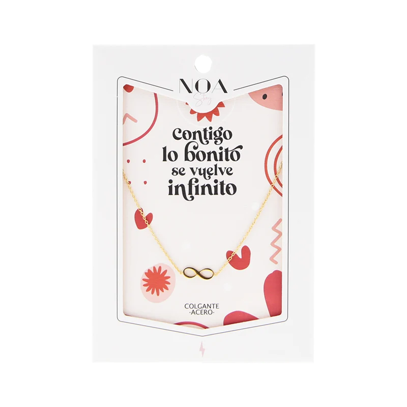 Colgante de acero dorado - Contigo lo bonito se vuelve infinito