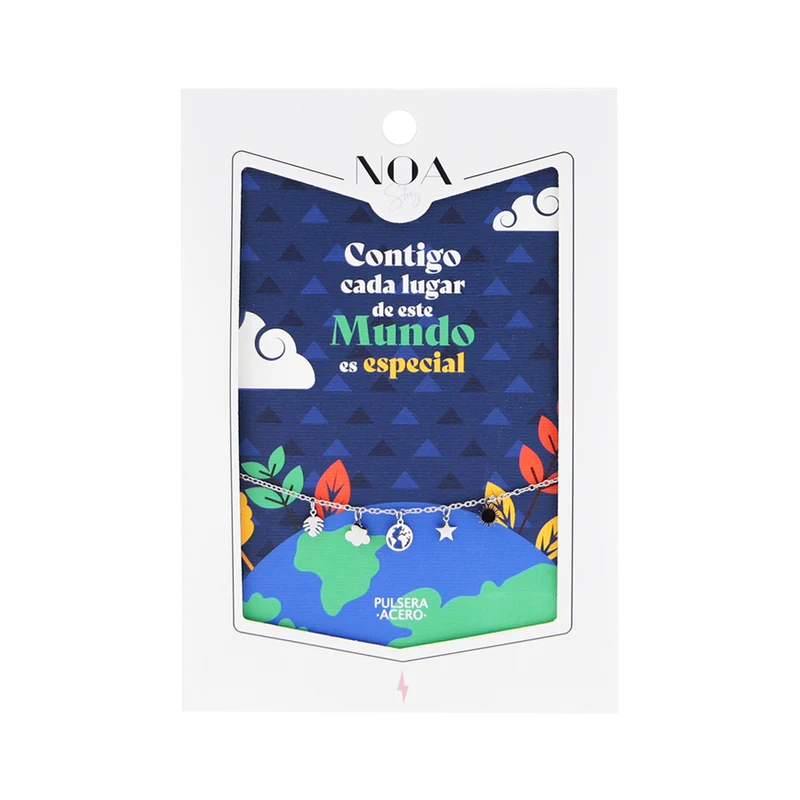 Pulsera de acero plateado - Contigo cada lugar de este Mundo es especial