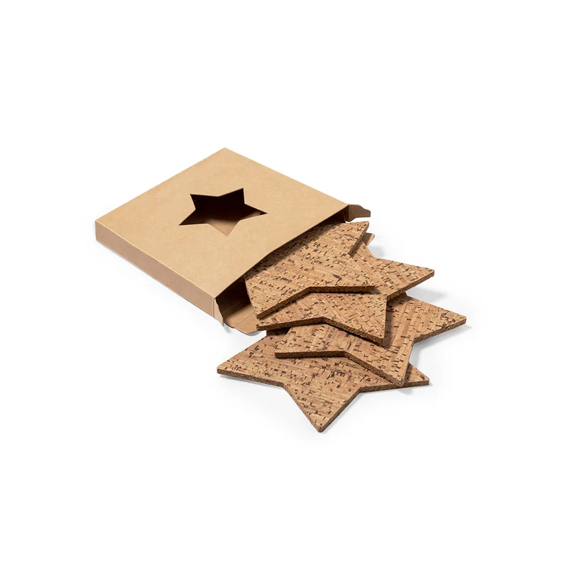 Set de Posavasos Ecológicos de Corcho Natural Estrella Danop