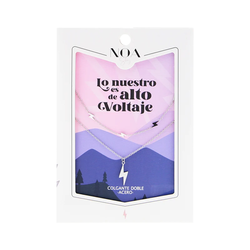 Colgante doble de acero plateado - Lo nuestro es de alto voltaje