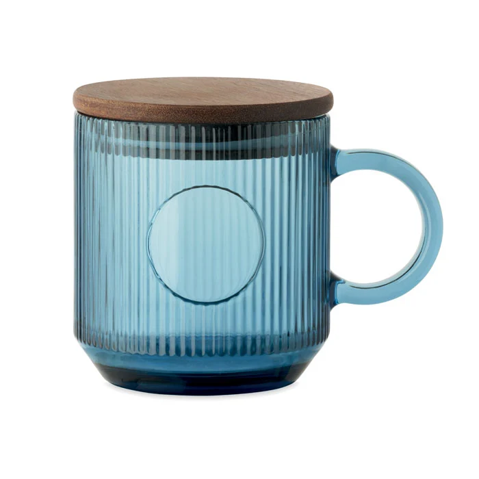 Taza Sostenible Cristal Estriado y Acacia FSC® Vitrio Mug 300 ml