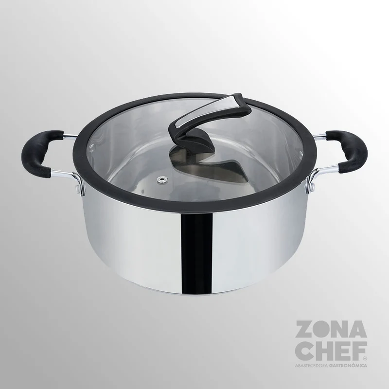 Budinera 30 cm Acero inoxidable c/tapa de cristal ALPRO