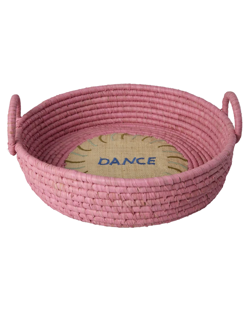 Rund Raffia Brødkurv - Pink