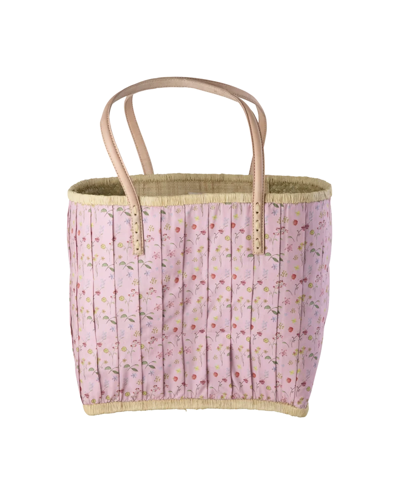 Stor Raffia Taske - Pink