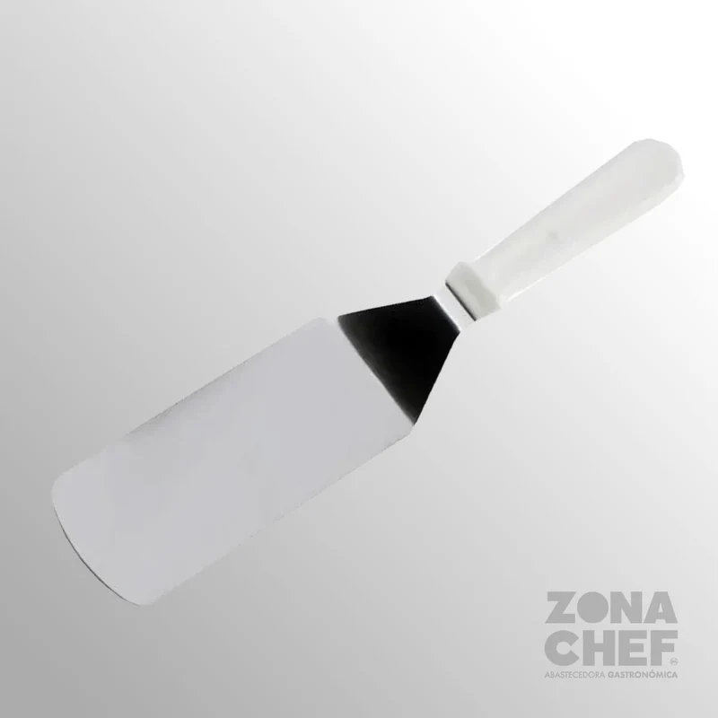 Volteador Hamburguesa 8x3" Mango Blanco de Plástico TRV