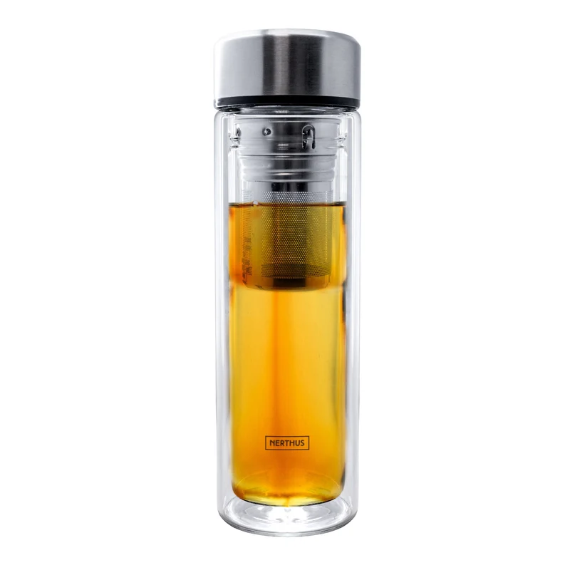 Botella Cristal 350 ml con Infusor y Doble Pared