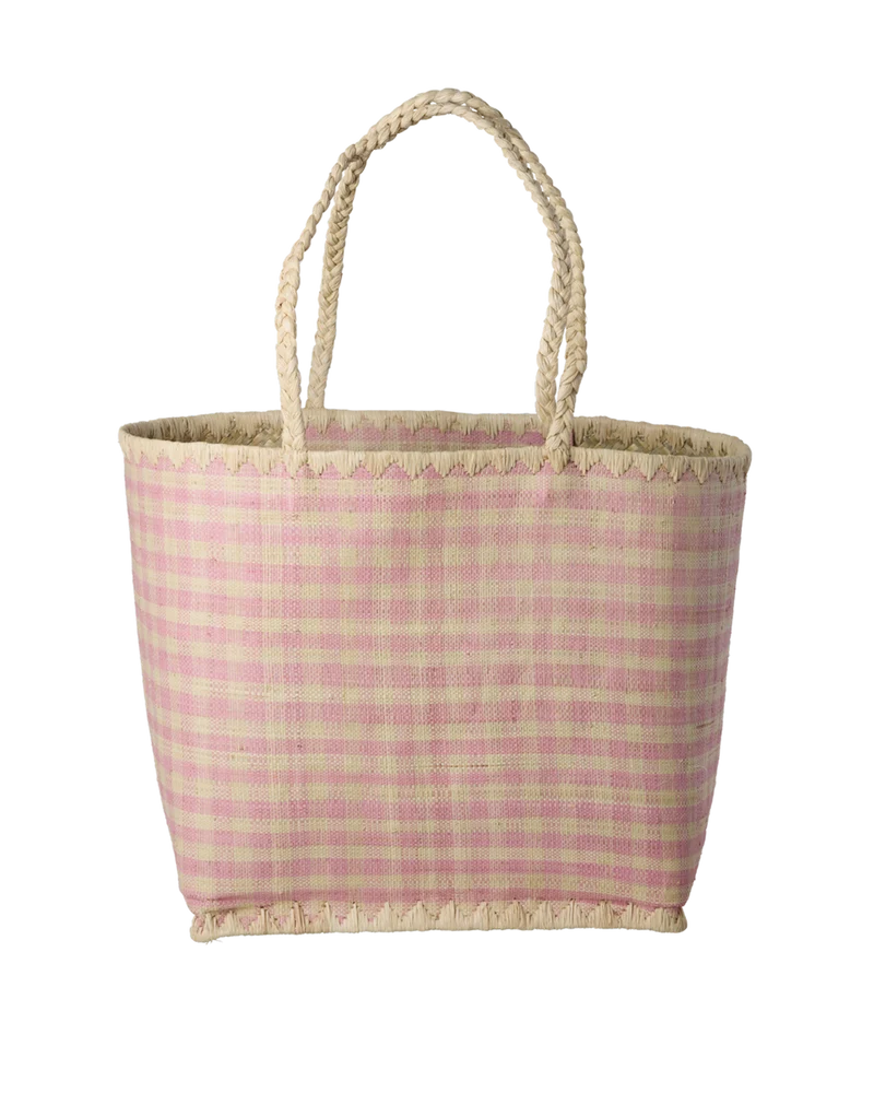 Stor Raffia Taske - Pink