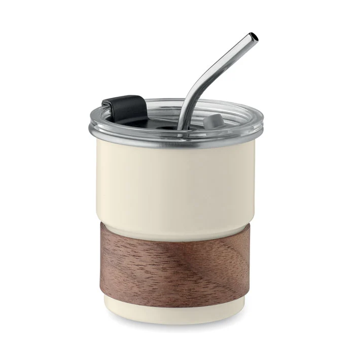 Vaso Take Away Sostenible Acero Inox y Madera Mate 260 ml