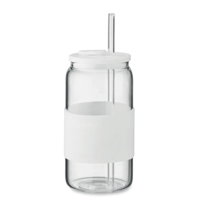 Vaso Sostenible Vidrio Borosilicato con Pajita Borosip 550 ml