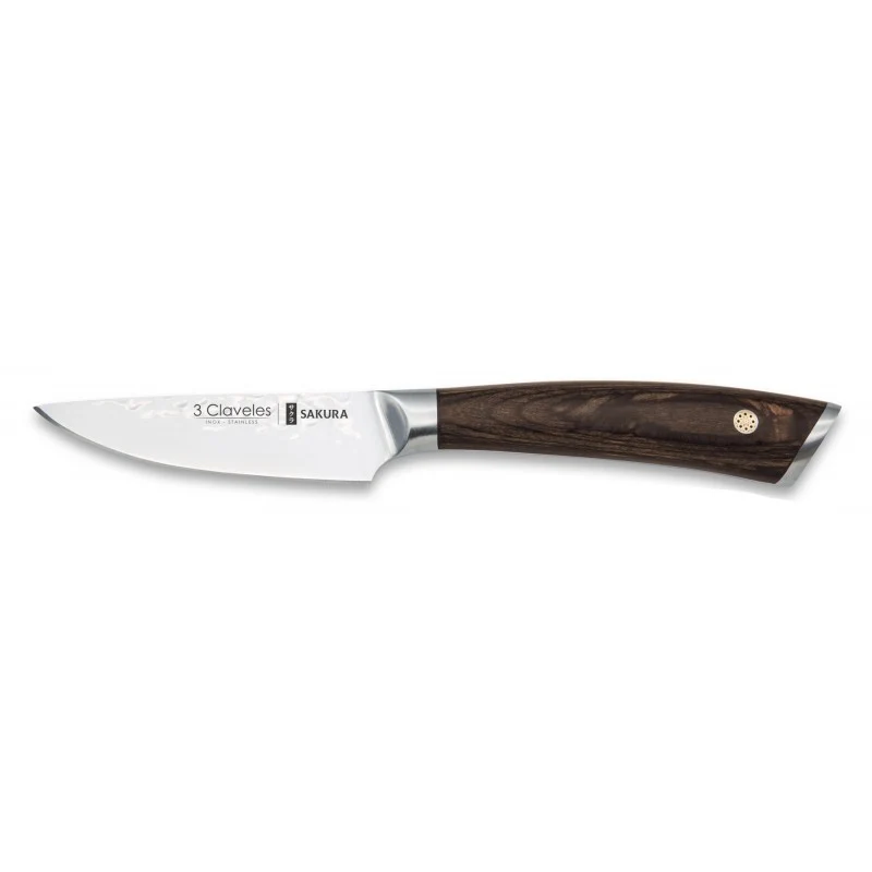 Puntilla de Cocina 3 Claveles Sakura 9 cm – Hoja Martillada 3Cr13 y Mango Pakka