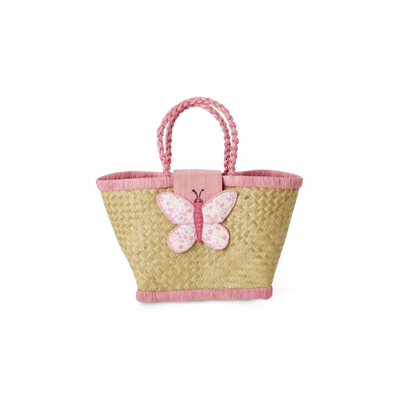 Lille Raffia Børnetaske - Pink