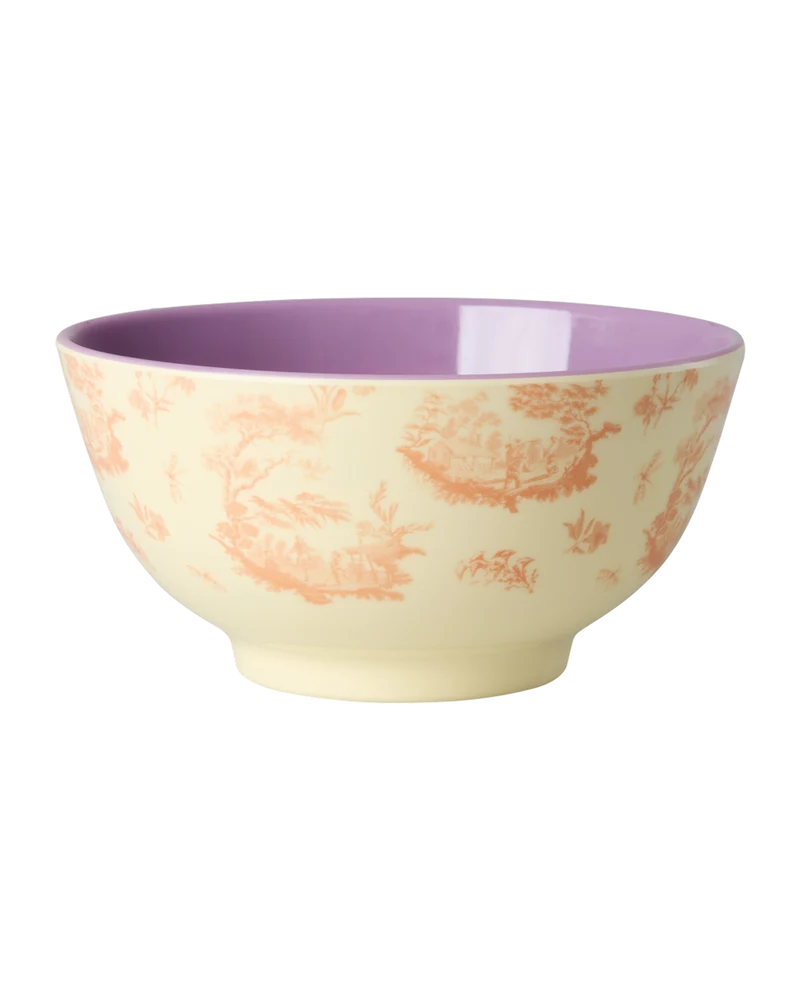 Mellem Skål - Creme - Toile de rice Print