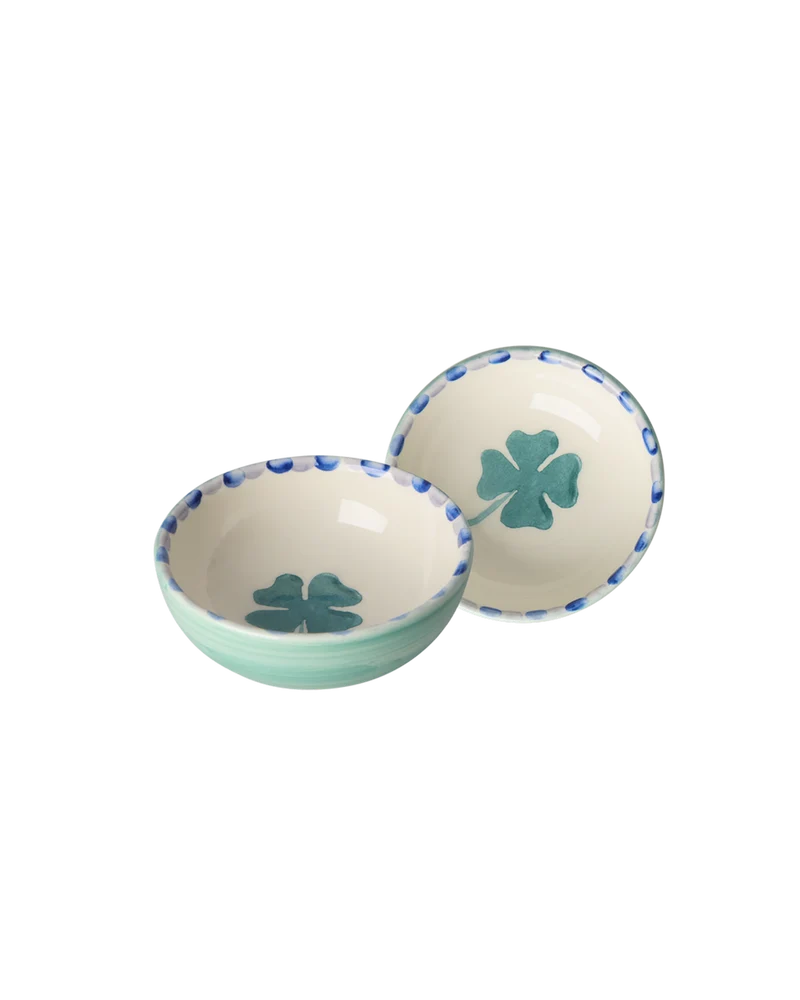 Lille Keramik Dip skål - Grøn - Hand-painted Clover