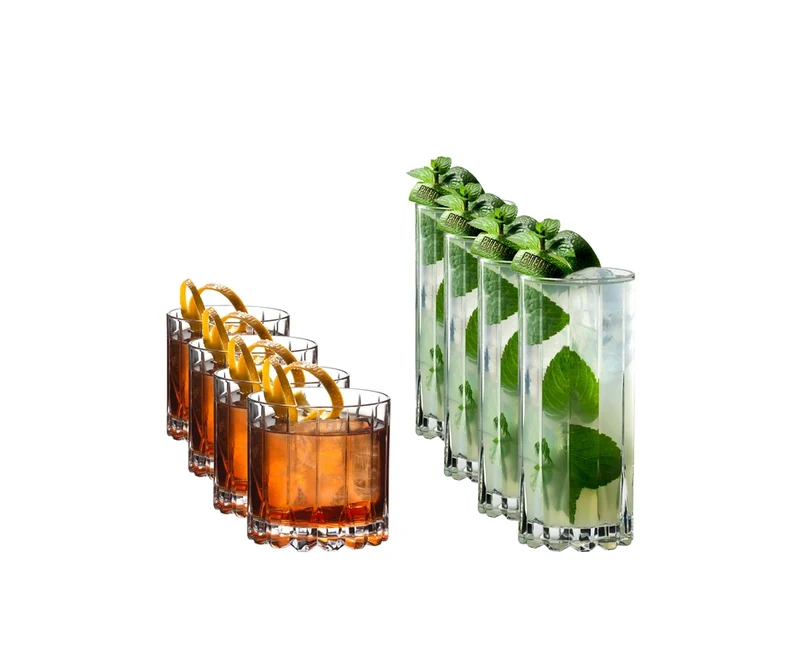 Set de 8 Vasos Riedel 4 Vasos Rocks Y 4 Highball Bar