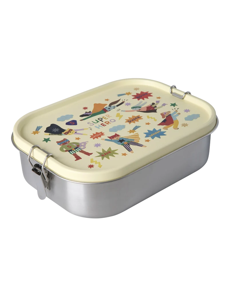 Stor Rustfri Stål Madkasse - Creme - Hero Print